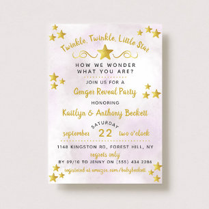 Twinkle Twinkle Little Star Gender Reveal Party Inbjudningar