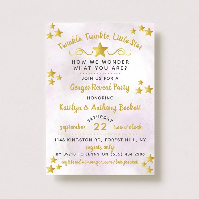 Twinkle Twinkle Little Star Gender Reveal Party Inbjudningar (Skapare uppladdad)
