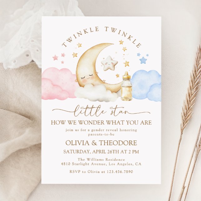 Twinkle Twinkle Little Star Gender Reveal Party Inbjudningar (Skapare uppladdad)