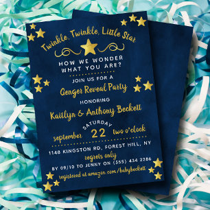 Twinkle Twinkle Little Star Gender Reveal Party Inbjudningar
