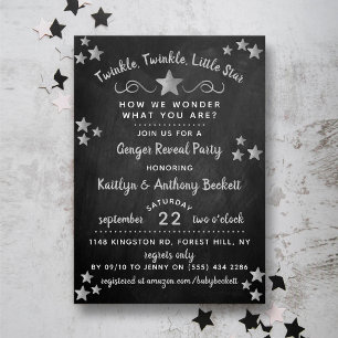 Twinkle Twinkle Little Star Gender Reveal Party Inbjudningar