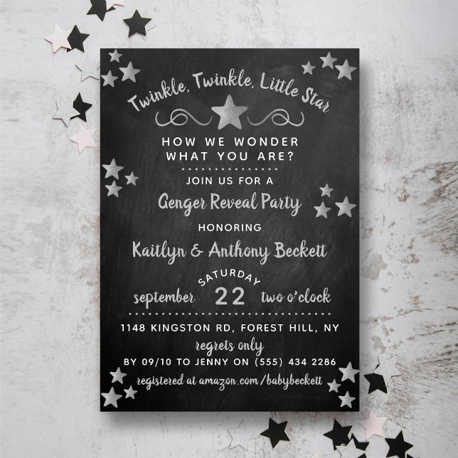 Twinkle Twinkle Little Star Gender Reveal Party Inbjudningar (Skapare uppladdad)