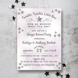 Twinkle Twinkle Little Star Gender Reveal Party Inbjudningar