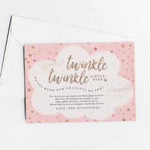 Twinkle Twinkle Little Star Girls Rosa Baby Shower Tack Kort