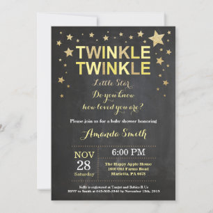 Twinkle Twinkle Little Star Gul Bebis Shower Inbjudningar