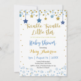 Twinkle Twinkle Little Star Guld Blue Gnistra Baby Inbjudningar
