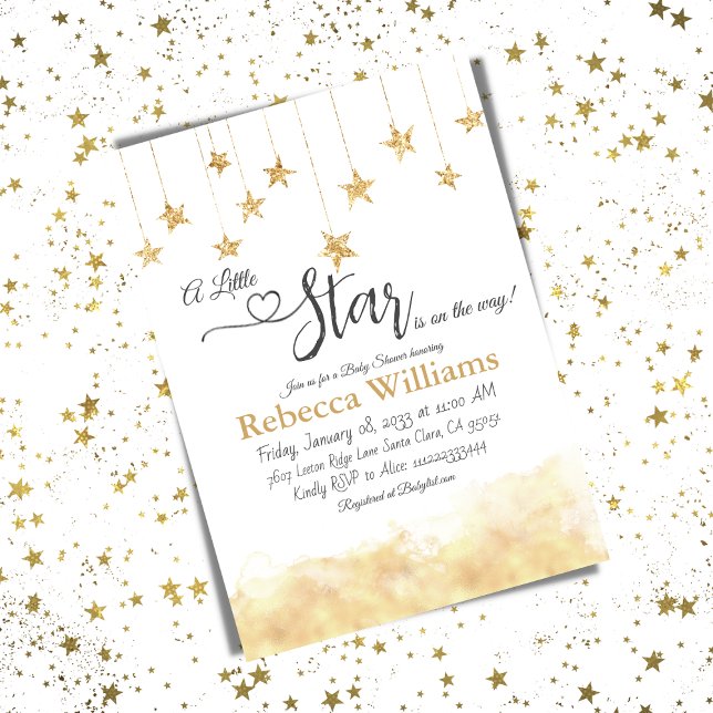 Twinkle Twinkle Little Star Guld Cloud Baby Shower Inbjudningar (Skapare uppladdad)