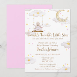 Twinkle Twinkle Little Star Kanin Baby Shower Inbjudningar