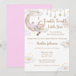 Twinkle Twinkle Little Star Kanin Baby Shower Inbjudningar