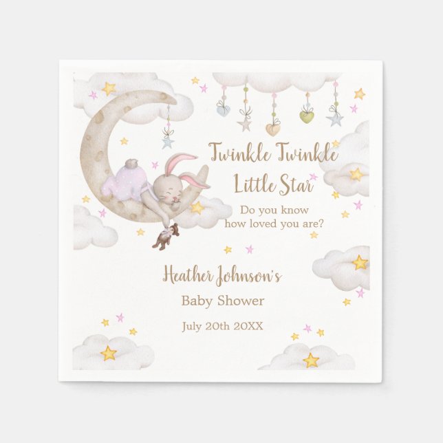 Twinkle Twinkle Little Star Kanin Baby Shower Pappersservett (Framsidan)