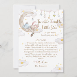 Twinkle Twinkle Little Star Kanin Baby Shower Tack Kort