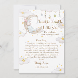 Twinkle Twinkle Little Star Kanin Baby Shower Tack Kort
