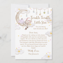 Twinkle Twinkle Little Star Kanin Bebis Babyshower Tack Kort