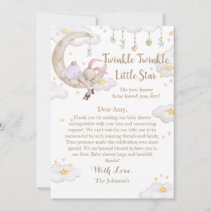 Twinkle Twinkle Little Star Kanin Bebis Babyshower Tack Kort