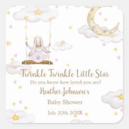 Twinkle Twinkle Little Star Kanin Bebis Bjudning Fyrkantigt Klistermärke