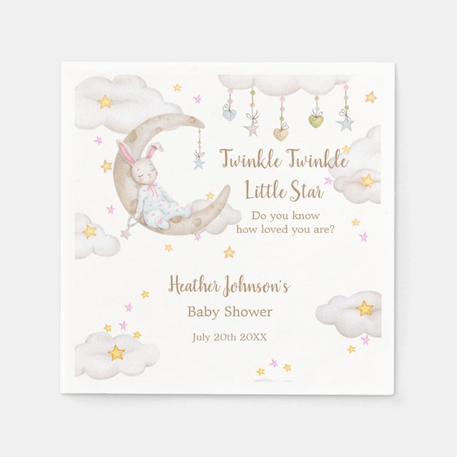 Twinkle Twinkle Little Star Kanin Bebis Bjudning Pappersservett (Framsidan)