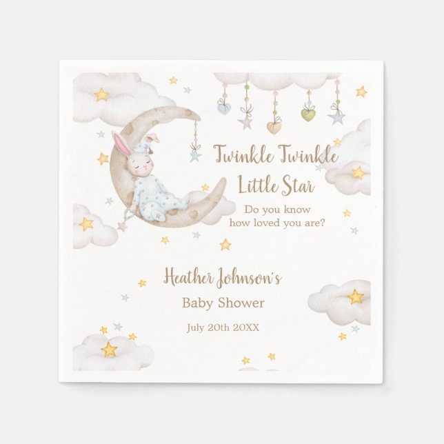Twinkle Twinkle Little Star Kanin Bebis Bjudning Pappersservett (Framsidan)