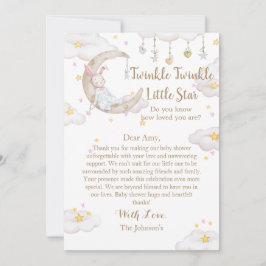 Twinkle Twinkle Little Star Kanin Bebis Bjudning Tack Kort