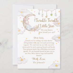 Twinkle Twinkle Little Star Kanin Bebis Bjudning Tack Kort