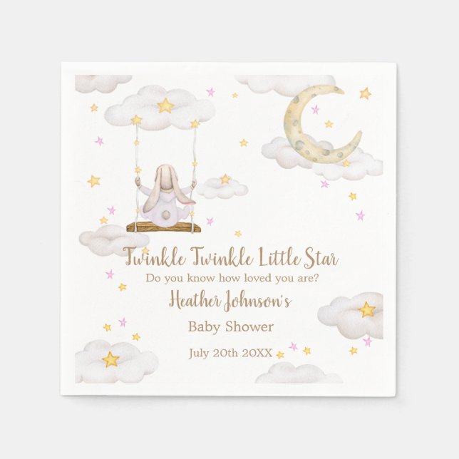 Twinkle Twinkle Little Star Kanin Bebis Shower Pappersservett (Framsidan)