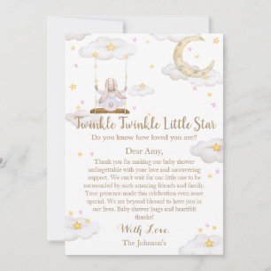 Twinkle Twinkle Little Star Kanin Bebis Shower Tack Kort