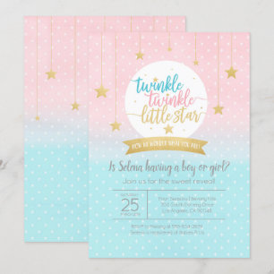 Twinkle Twinkle Little Star Könsuppenbarningstårt- Inbjudningar