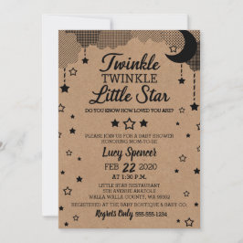 Twinkle Twinkle Little Star Kraft Baby Shower Inbjudningar