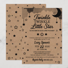 Twinkle Twinkle Little Star Kraft Baby Shower Inbjudningar
