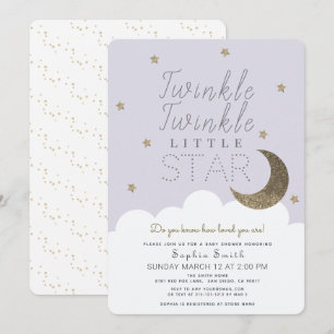 Twinkle Twinkle Little Star Lilac Baby Shower Inbjudningar