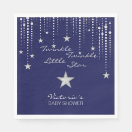 Twinkle Twinkle Little Star Napkins - Blue, Silver Pappersservett