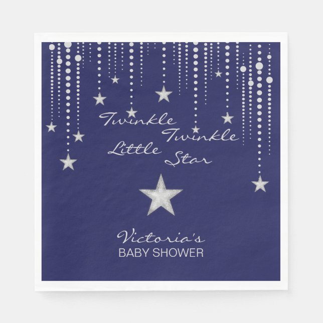 Twinkle Twinkle Little Star Napkins - Blue, Silver Pappersservett (Framsidan)