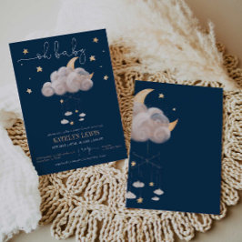 Twinkle Twinkle Little Star Navy Baby Shower Inbjudningar