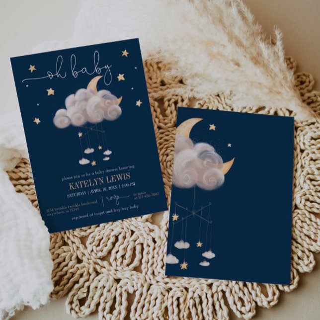 Twinkle Twinkle Little Star Navy Baby Shower Inbjudningar (Skapare uppladdad)