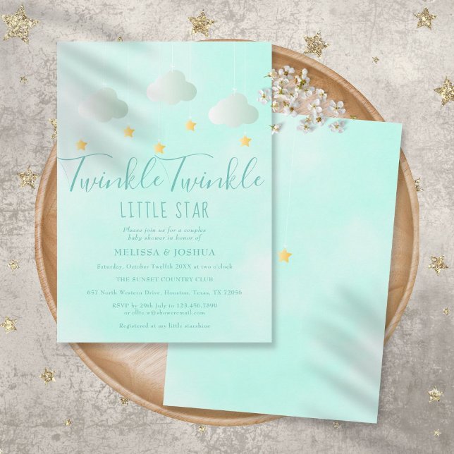 Twinkle Twinkle Little Star Neutral Barnkalas Inbjudningar (Skapare uppladdad)