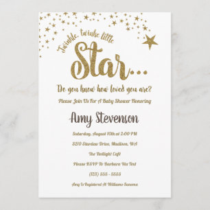 Twinkle Twinkle Little Star Neutralt Shower Inbjud Inbjudningar