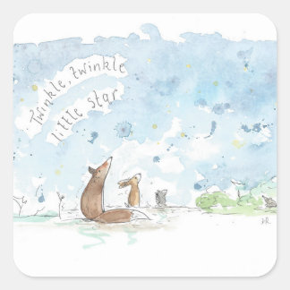 Twinkle twinkle Little Star Nursery Rhyme art Fyrkantigt Klistermärke
