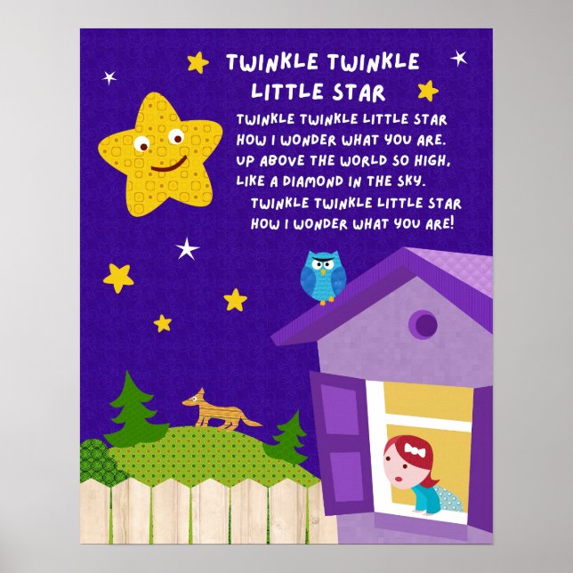 Twinkle Twinkle Little Star Nursery Rhyme Poster (Framsidan)