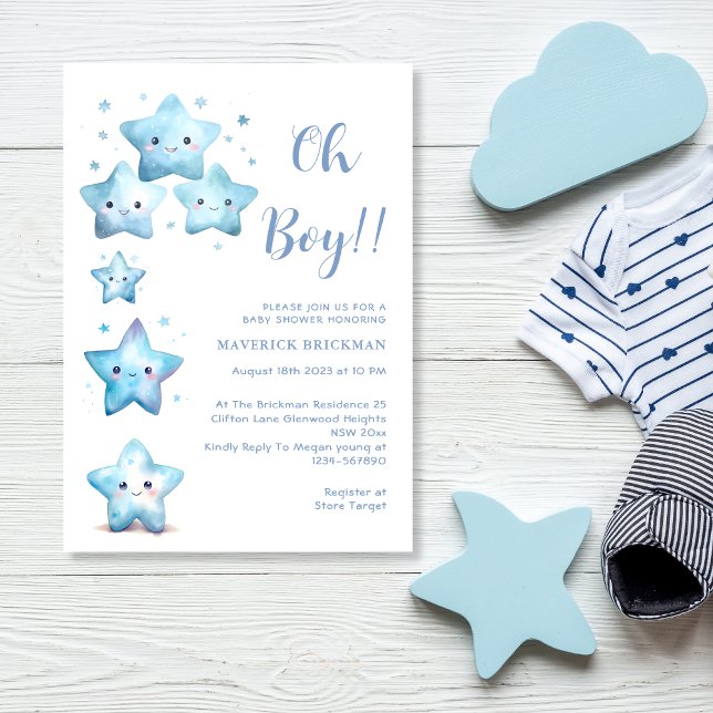 Twinkle twinkle Little star oh Boy Baby Shower Inbjudningar (Skapare uppladdad)