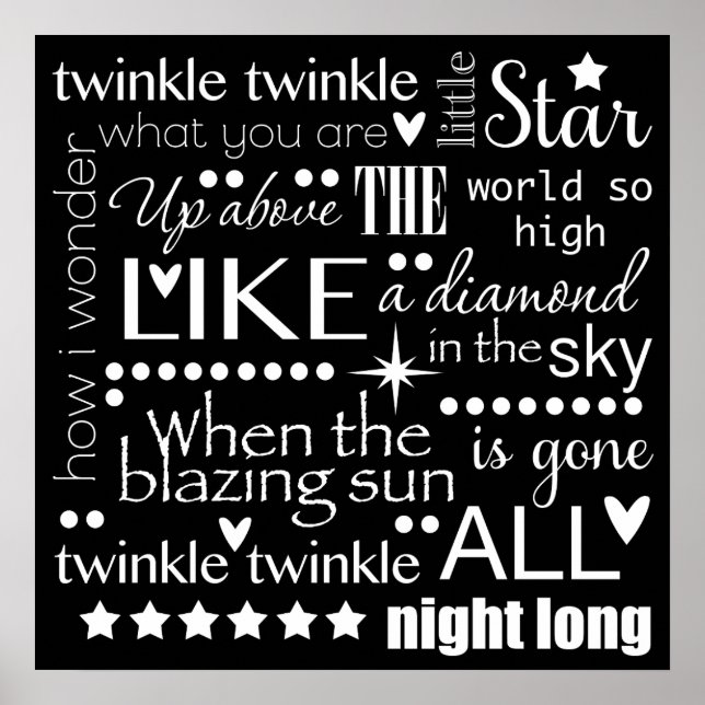 Twinkle Twinkle Little Star Ord Art Poster (Framsidan)