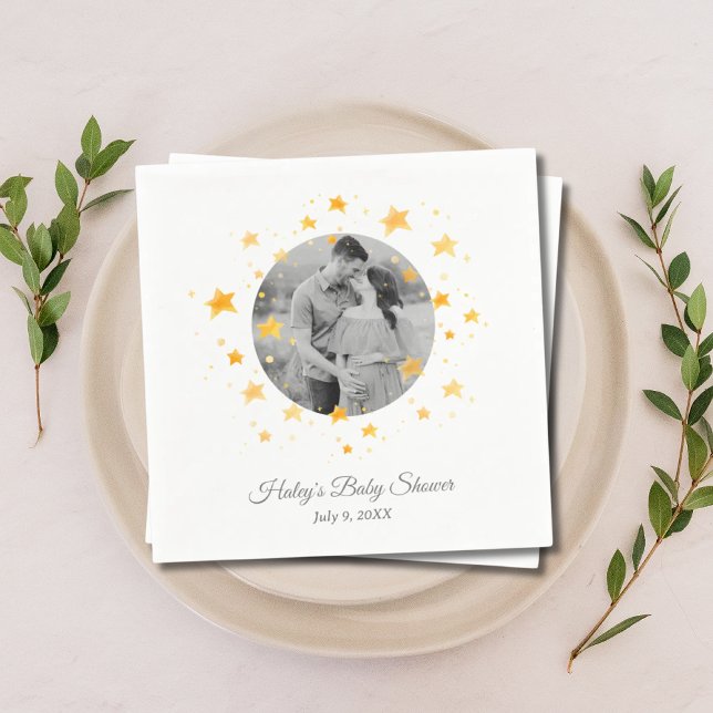 Twinkle Twinkle Little Star Photo Baby Shower Pappersservett (Twinkle Twinkle Little Star Photo Baby Shower Napkins)