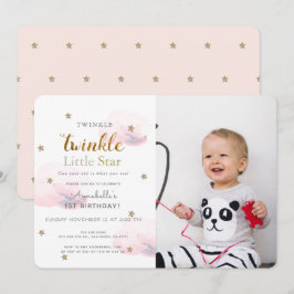 Twinkle Twinkle Little Star Photo Birthday Inbjudningar