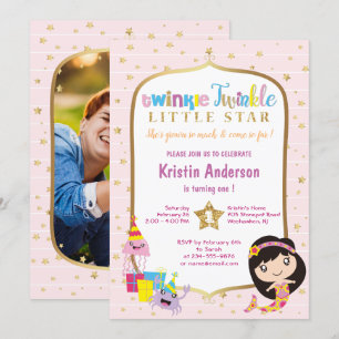 Twinkle Twinkle Little Star Photo Födelsedagsfest Inbjudningar