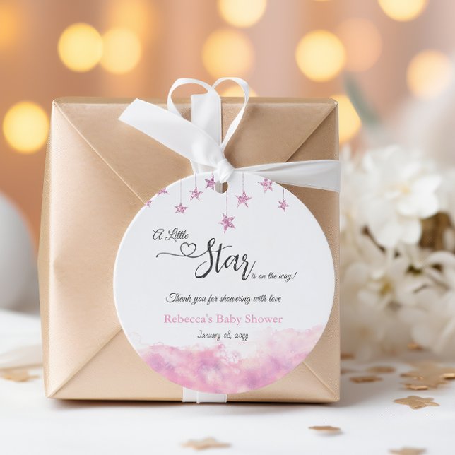 Twinkle Twinkle Little Star Pink Girl Baby Shower Gåvor Etiketter (Skapare uppladdad)