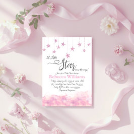 Twinkle Twinkle Little Star Pink Girl Baby Shower Inbjudningar