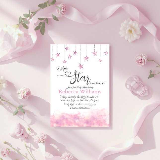 Twinkle Twinkle Little Star Pink Girl Baby Shower Inbjudningar (Skapare uppladdad)