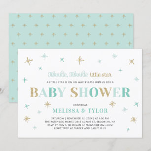 Twinkle Twinkle Little Star Pojke Baby Shower Inbjudningar