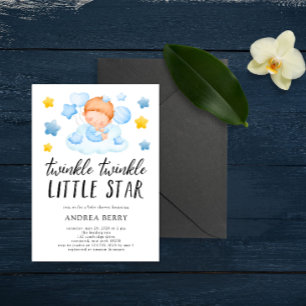 Twinkle Twinkle Little Star Pojke Shower Inbjudningar