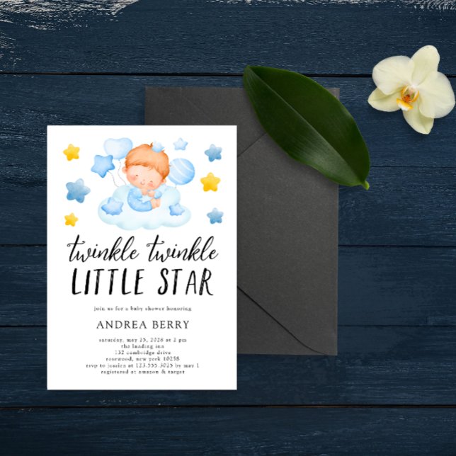 Twinkle Twinkle Little Star Pojke Shower Inbjudningar (Skapare uppladdad)