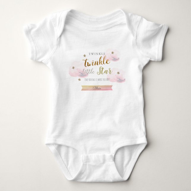 Twinkle Twinkle Little Star Rosa 1:a födelsedag T Shirt (Framsida)
