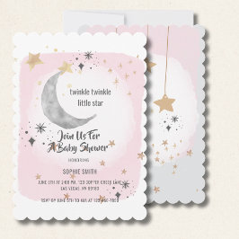 Twinkle Twinkle Little Star Rosa Akvarell Inbjudningar